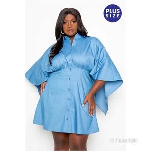 Cape Denim Mini Dress - Plus size